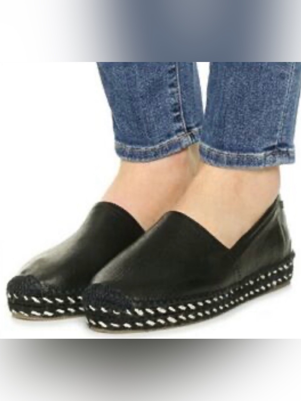 NEW Rag & Bone Noa Black Leather Espadrille Flats EU 36 US 6 Made in Spain